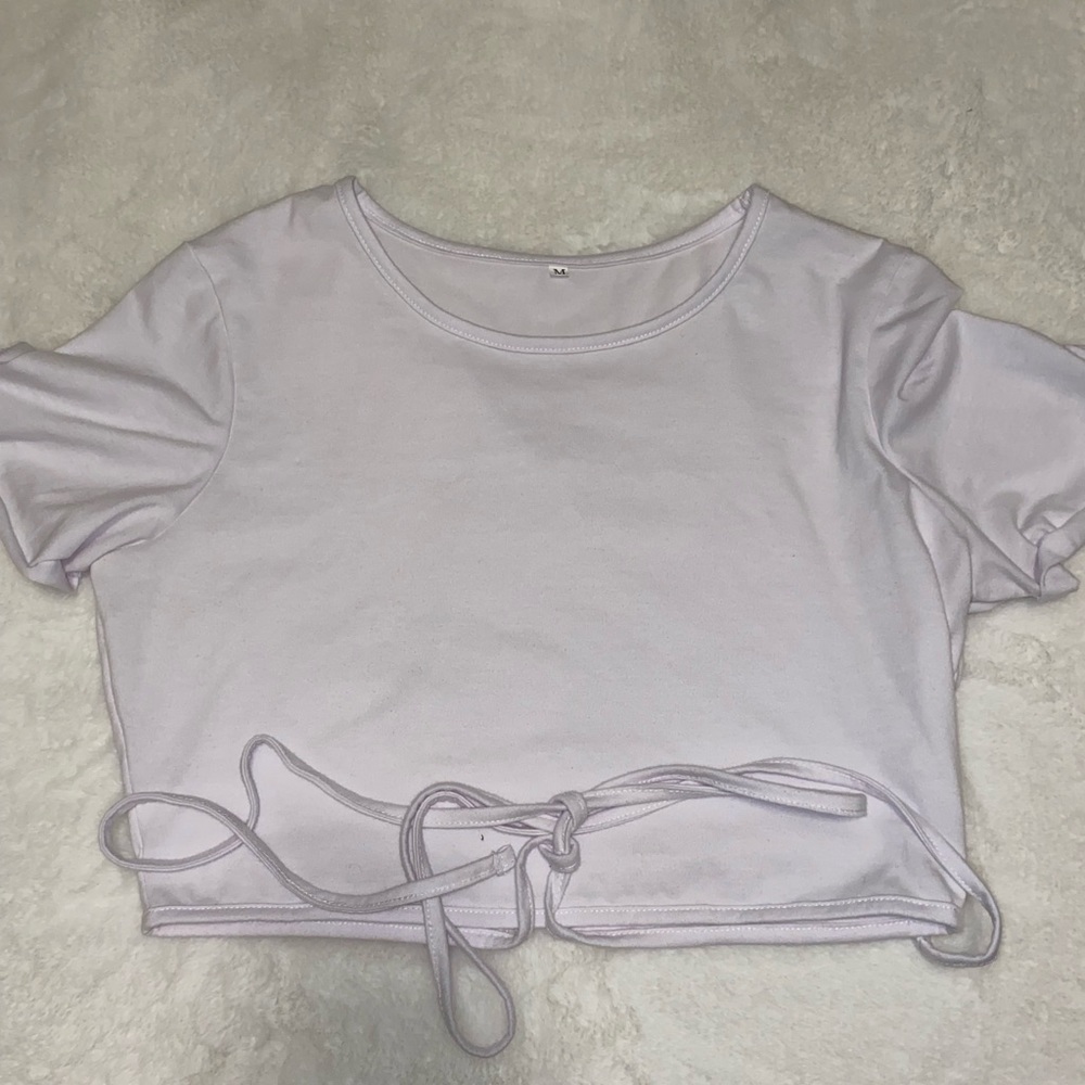 SHEIN Cropped white top, cross strings! Size M - Picture 2 of 3